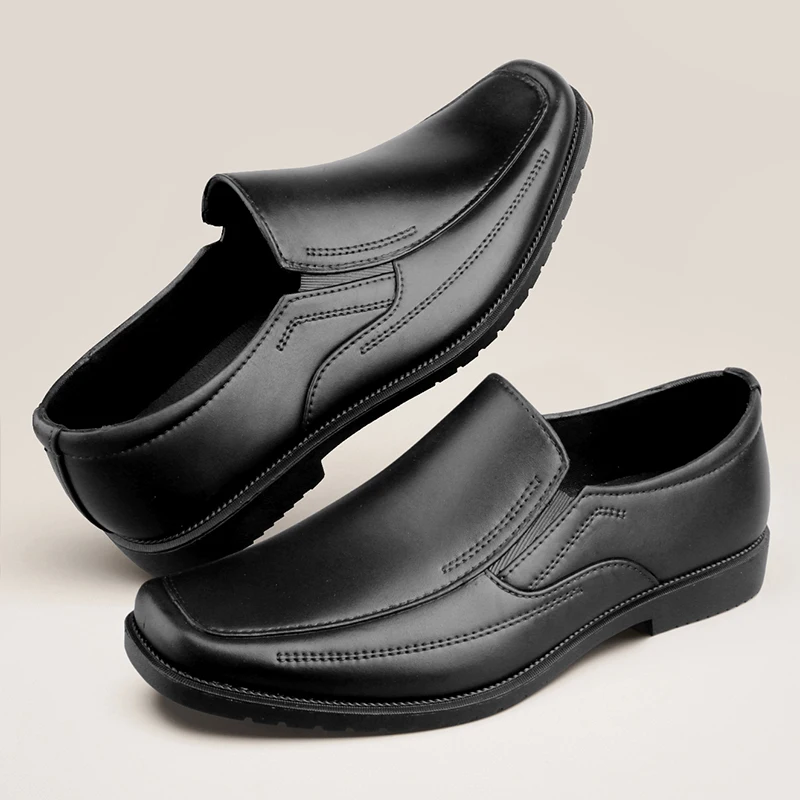 Men's solid color PVC leather shoes, business shoes, formal shoes, anti slip, soft and not easily deformed