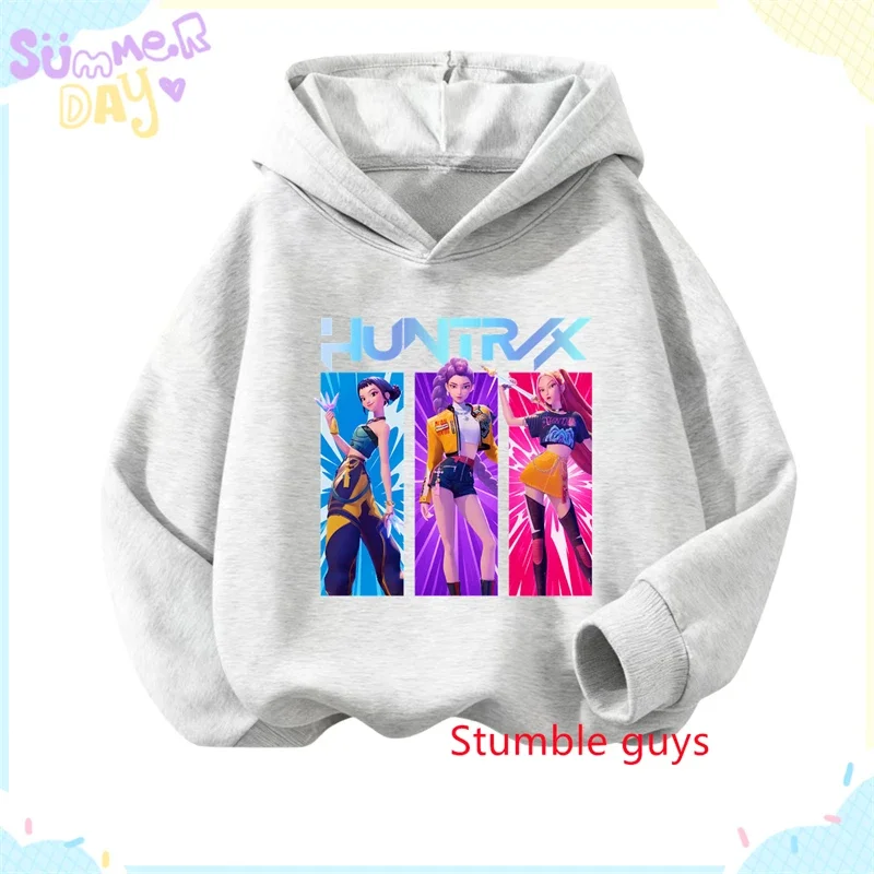 سترة بغطاء للرأس للفتيات من Kpop Demon Hunters Anime للخريف Rumi عصرية وأنيقة ومطبوعة بريق وغطاء للرأس #6