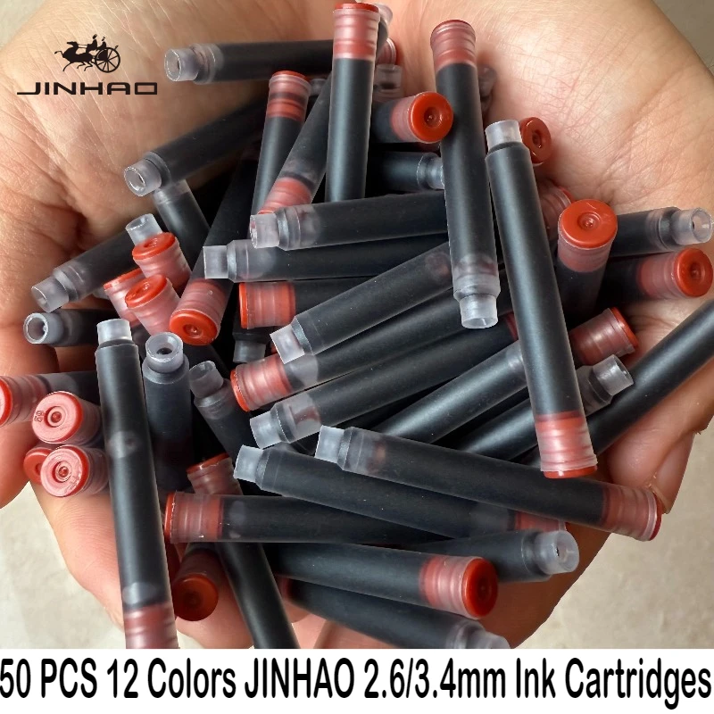 JINHAO 50/12 個 12 色 2.6 ミリメートル/3.4 ミリメートル万年筆インクカートリッジ Majohn Honjian インク学校事務用品文具