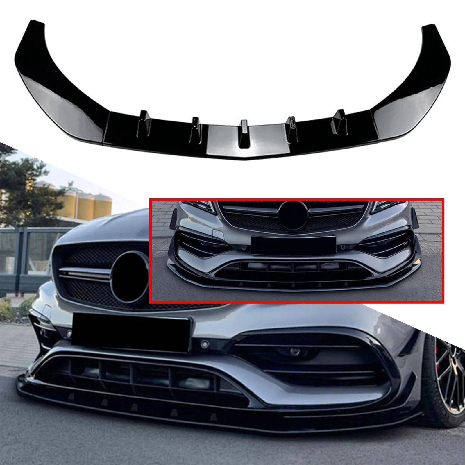 الفاصل الناشر سبويلر طقم الجسم لمرسيدس بنز CLA الفئة C117 CLA200 260 CLA45 AMG 2016-2019 شفة مصد السيارة الأمامية