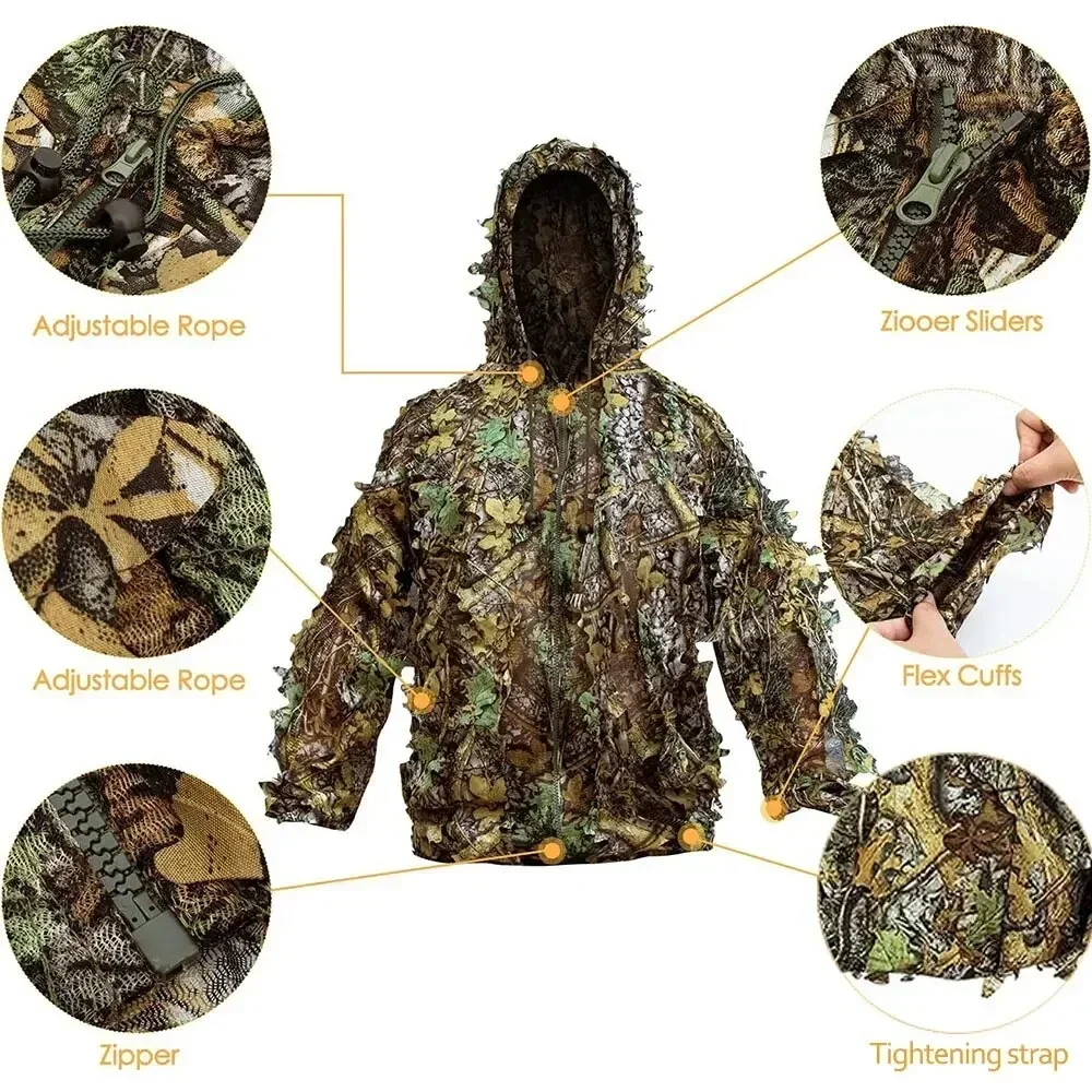 

Camouflage Jungle Tactical Ghillie Suit 3D Leaf Bionic Suit Wilderness Camping And Hunting Gear Outdoor Accessories