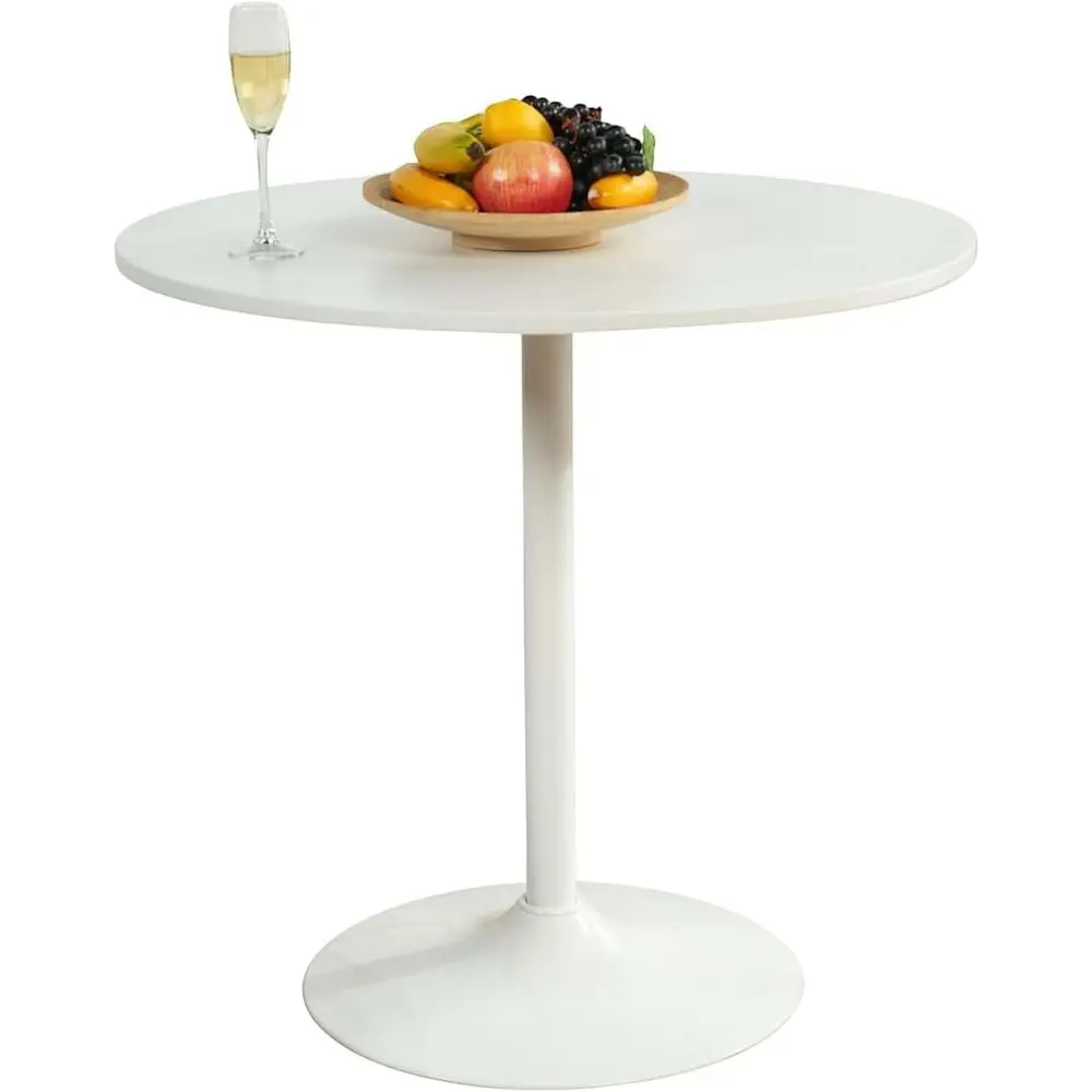 

Round Dining Table, 2-4 Seater, 80cm Small Tulip Style with Metal Base, Suitable for Living Room, Office, and Cafe Settings