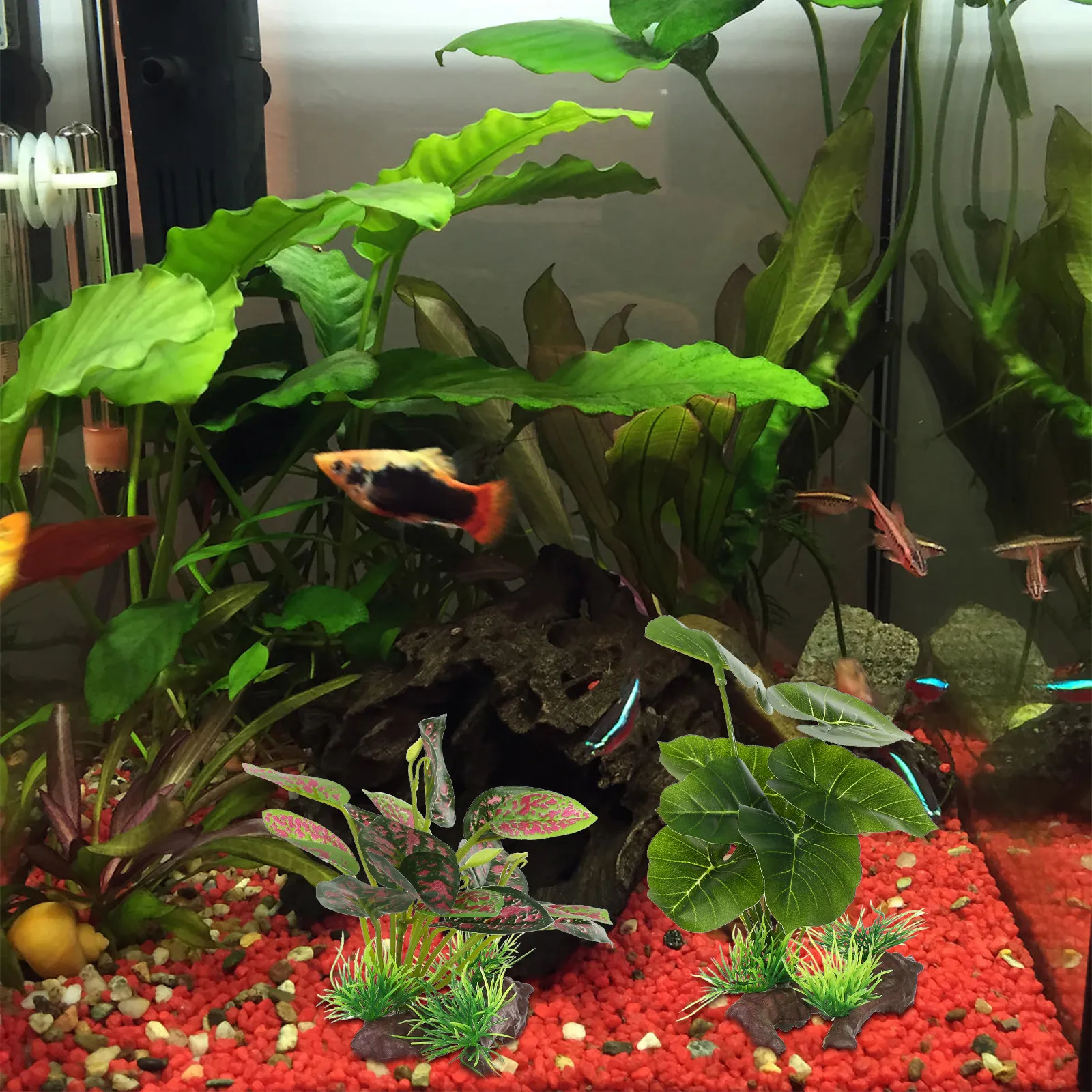Planted Aquarium Maintenance - 2Pcs Tanaman Akuarium Buatan Simulasi Tinggi,