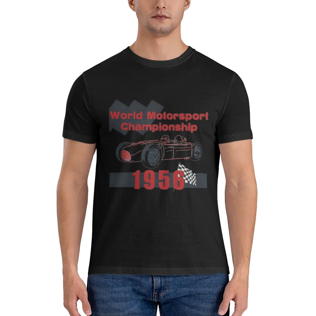 World Motorsport Championship 1956 Men T Shirts Novelty Tees Short Sleeve Round Collar T-Shirts Pure Cotton Classic Clothing