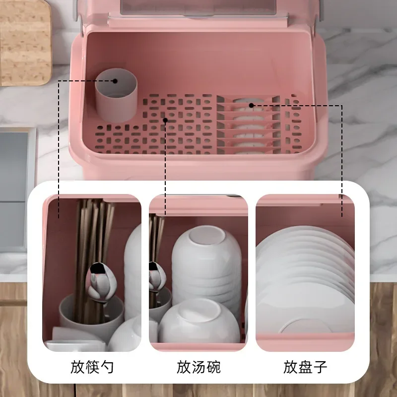 Aoliviya Tableware Storage Box Draining Dish Container Dish Storage Rack Household Kitchen Table Cupboard Simple Rental Room