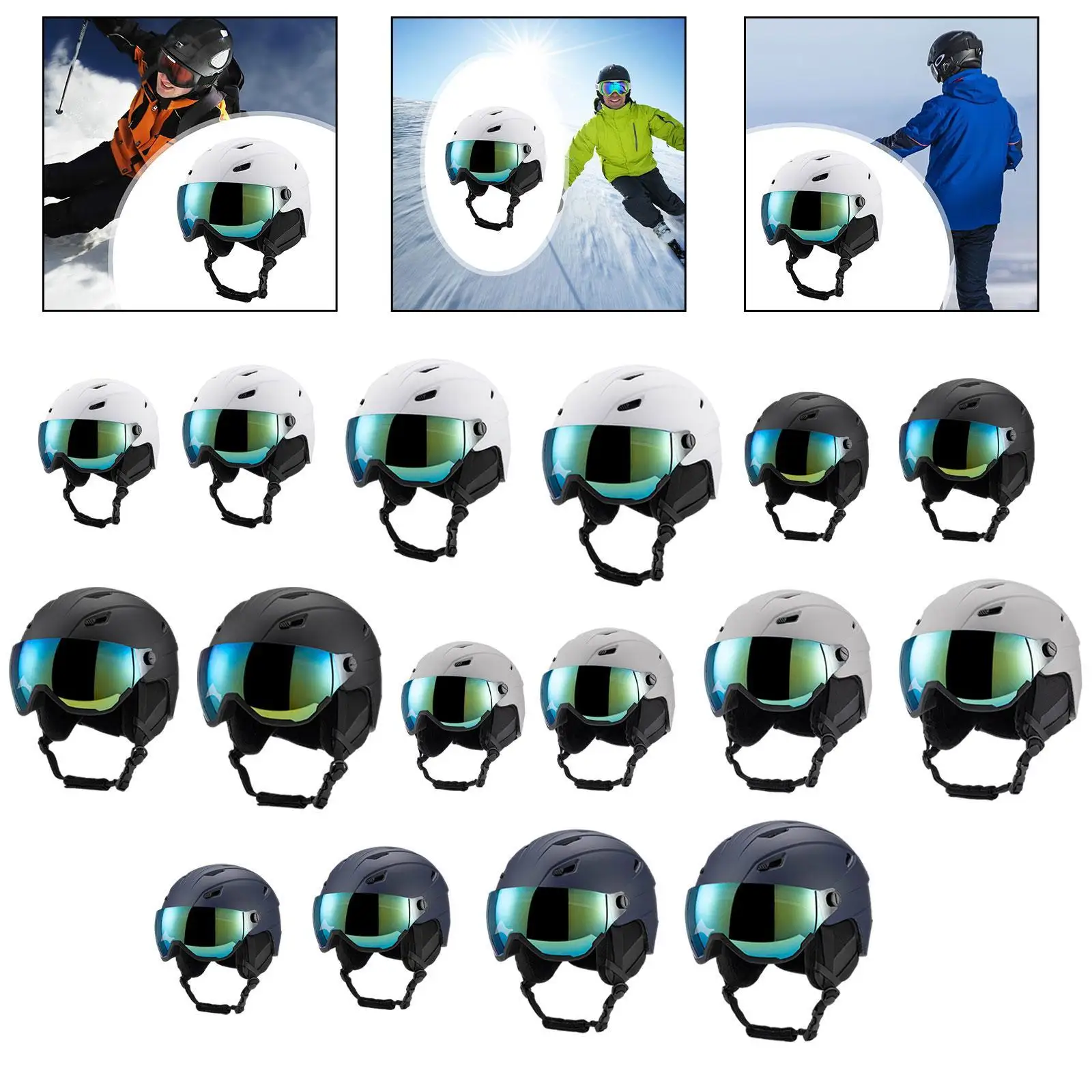 Skiing Helmet Snow Ski Helmet Adjustable Warm Protectived Glasses Impact Resistance Shockproof Ear Cover Snow Helmet for Cold