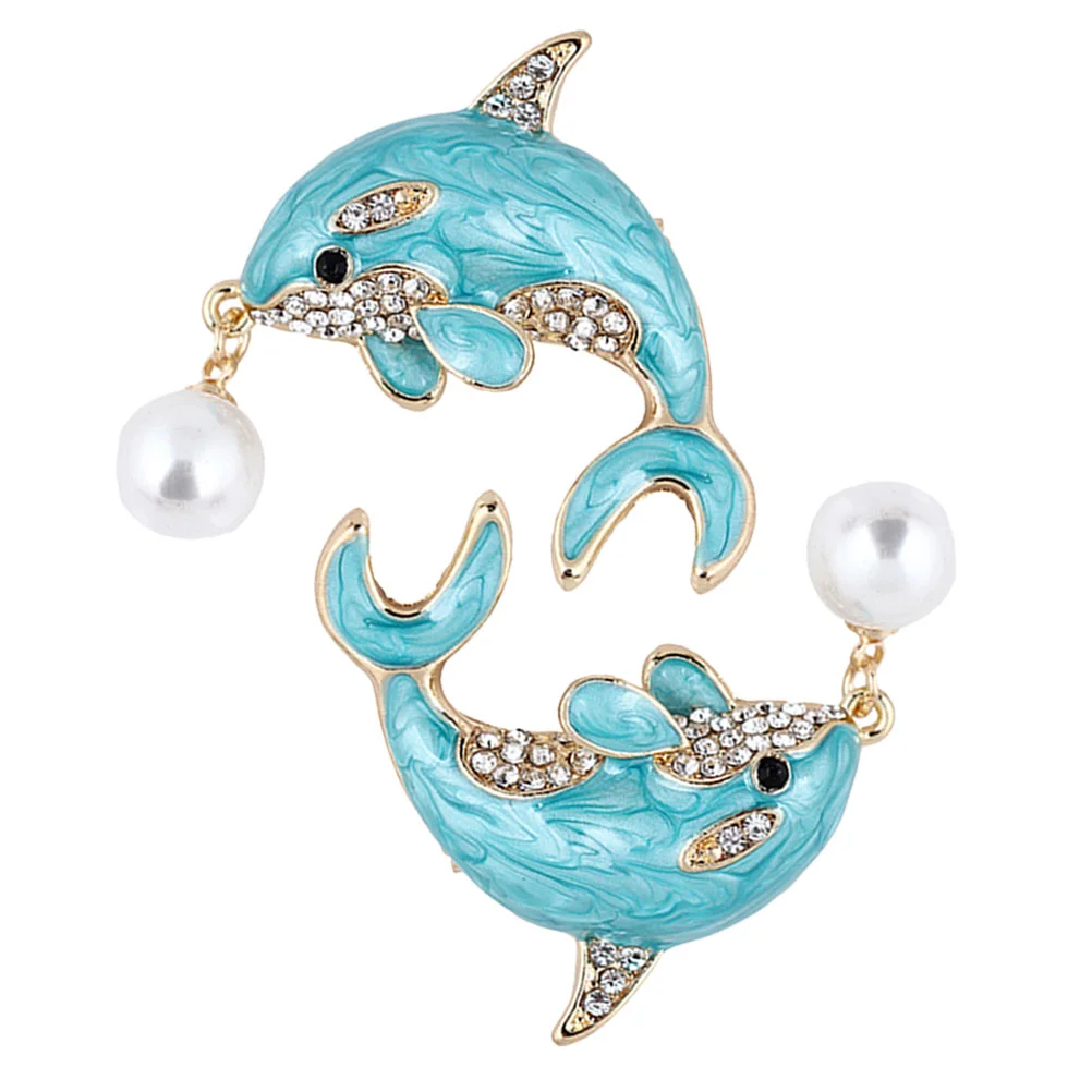 

2pcs Dolphin Brooch Alloy Elegant Accessories Women Dress Clips Shawl Brooches Materials Unique Shape