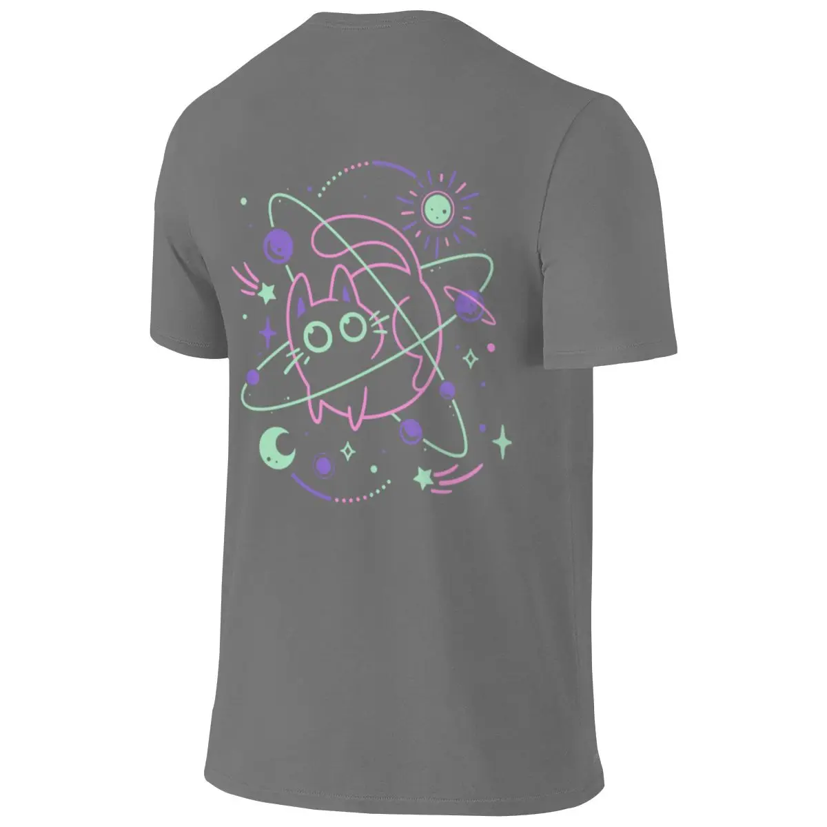 Orbiting Fat Cat Couple Style Reversible T-shirt Sporty Trendy Double Edging Shirt