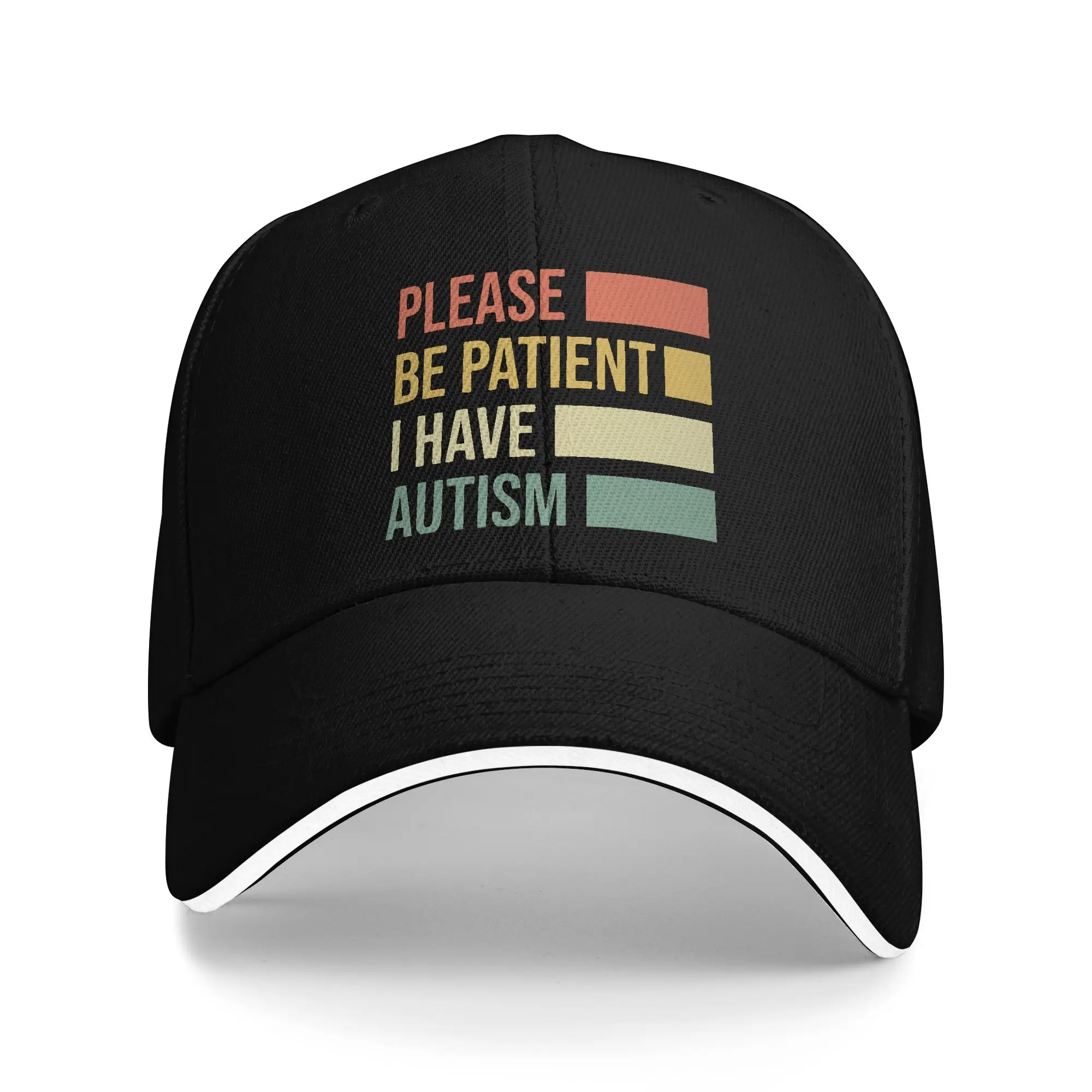 Please Be Patient I Have Autism Sandwich Hat Men Women Autism Awareness Cap Trucker Cap Adjustable Snapback Caps Baseball Caps