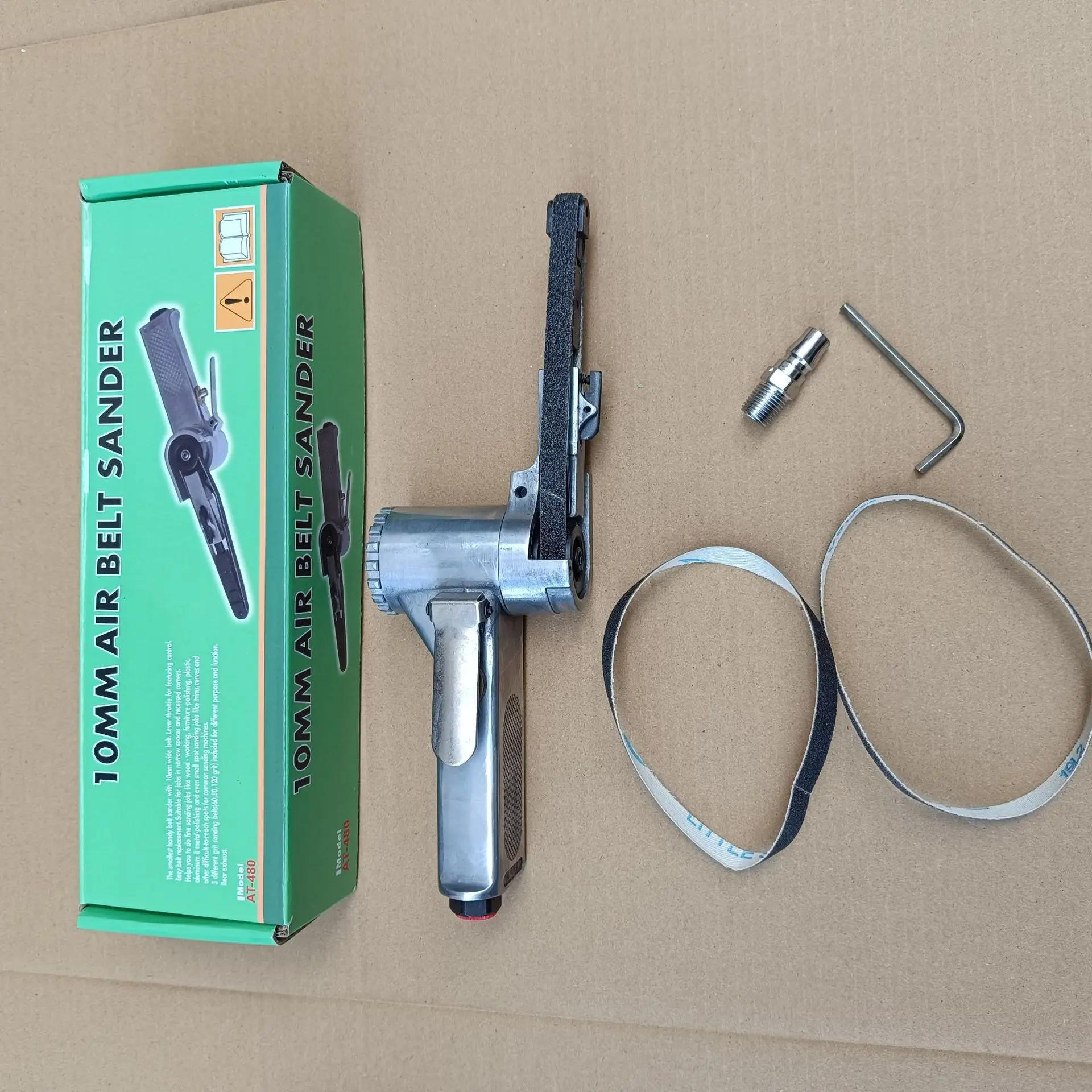 Industrial Pneumatic Belt Sander 10mm Air-Powered Grinding Polishing Machine for Home Workshop Use and Light Duty Finishing