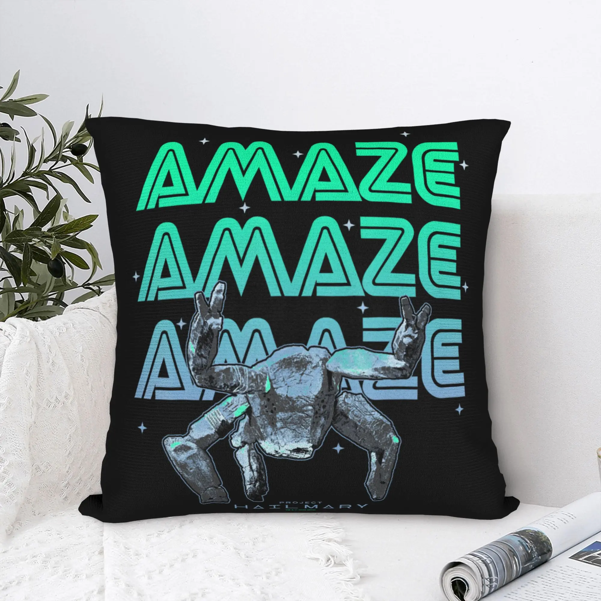 Project Hail Mary Amaze Eridani-Rocky Pillowcase Soft Polyester Cushion Cover Decorative Neon Portrai Throw Pillow Case Cover