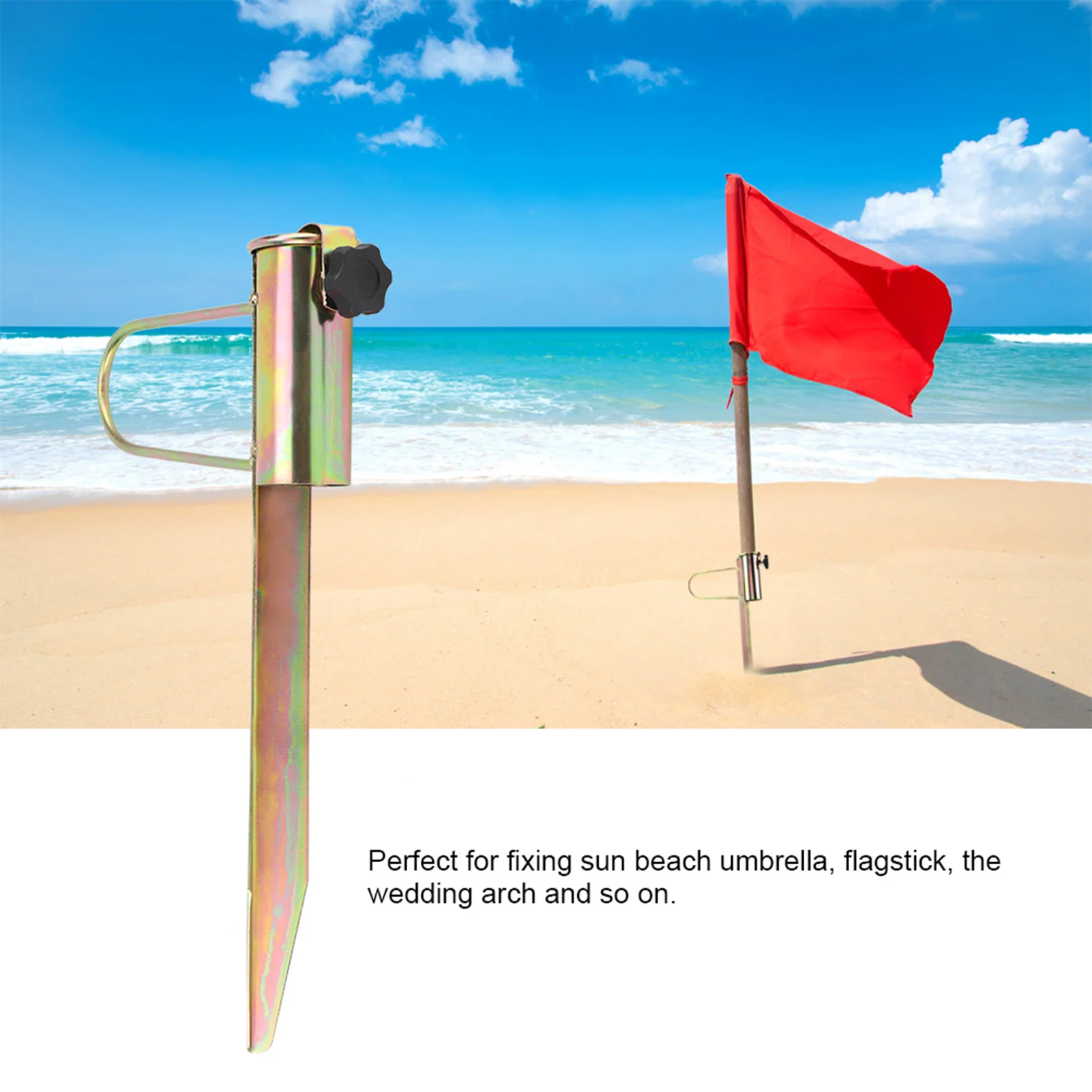 Heavy Duty Iron Umbrella Holder Sand Anchor Outdoor Patio Ground Spike No Tools Required For Beach Garden 16.5 Inch