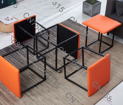

5 in 1 Folding Metal Ottoman Stool With Wheels，For Saving Design Furniture Modern Apartment Upcycle Home Decor Smart Cube