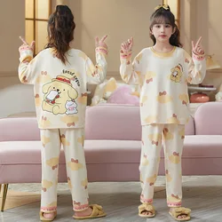 Sanrio Pompompurin Kuromi Girls Pajamas Kawaii Anime My Melody Pochacco Autumn Sweet Cute Cartoon Children Long Sleeve Kid Gift