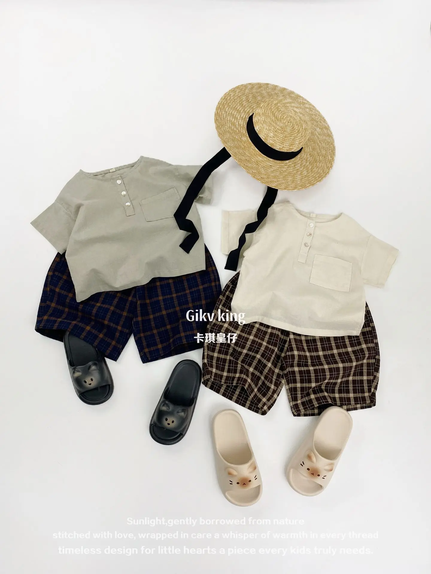 2026 Summer New Children Plaid Shorts Cotton Baby Girls Thin Casual Shorts Kids Boys Vintage Five Point Pants Toddler Clothes