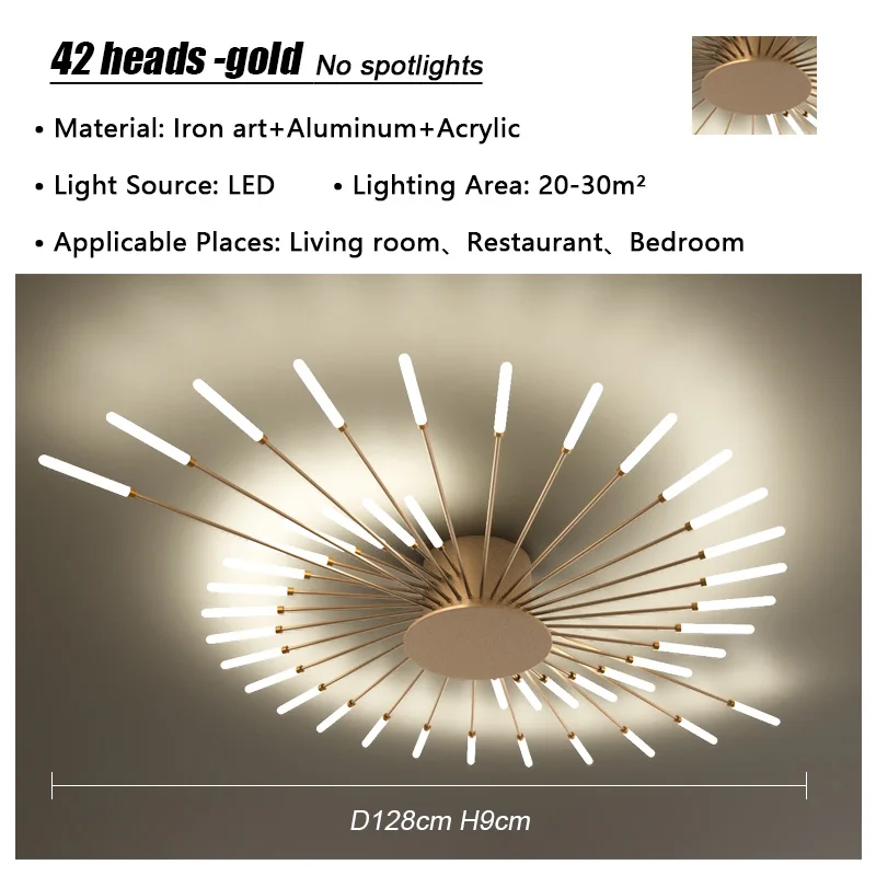 VIGOUS Modern Creative LED Ceiling Light Gold Black 10