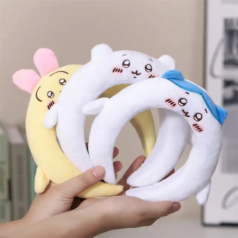 Anime Chiikawas Usagi Hachiware Plush Headband Cartoon Cute Women Portable Face Wash Hair Accessories Kawaii Decorate Hair Hoop