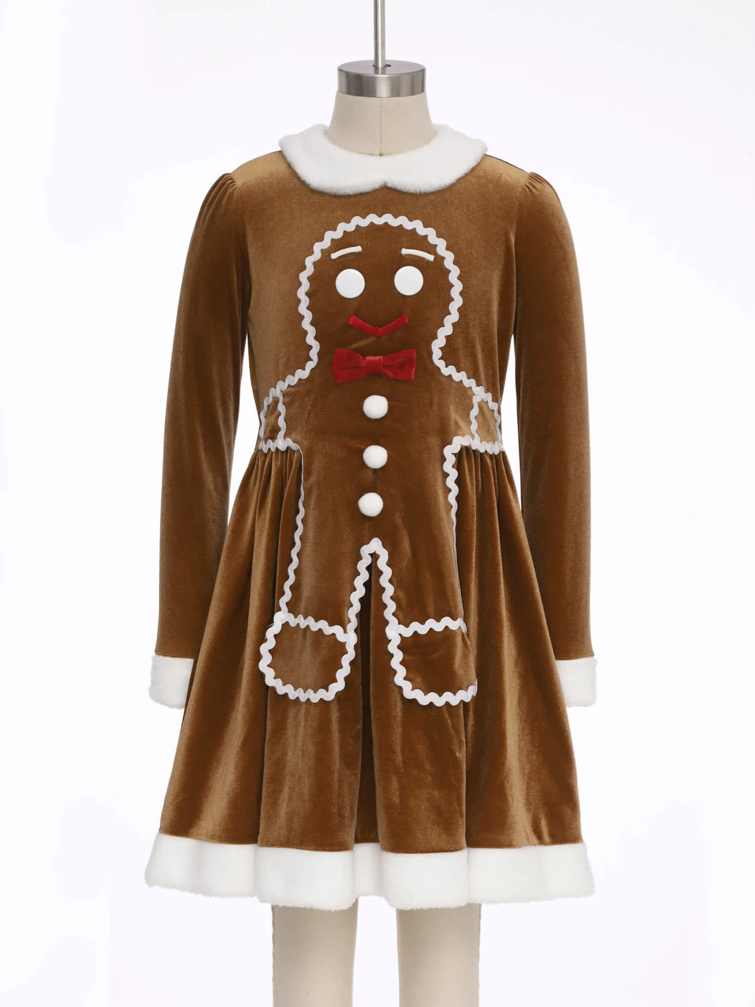 الفتيات عيد الميلاد الزنجبيل رجل زي توتو الباليه الشكل التزلج Dancewear هالوين عيد الميلاد الزنجبيل الخبز نمط فستان رقص #3