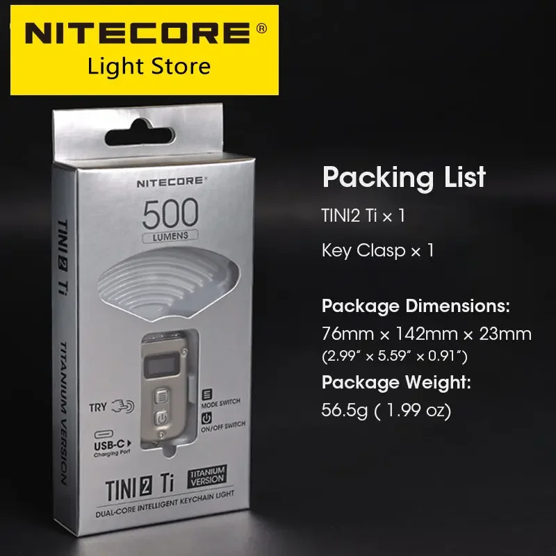 Imagem -06 - Inteligente Chaveiro Luz Edc Mini Dual-core Lanterna Usb Recarregável Titânio Li-ion Bateria 2023 Nitecore-tini2ss