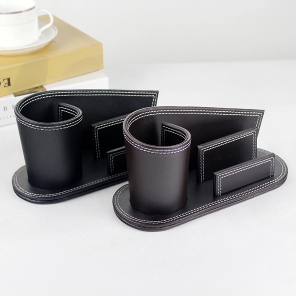

PU Pen Holder Desktop Organizer Office Supplies Business Stand for Home Office Desk Tissues Cellphone Envelope