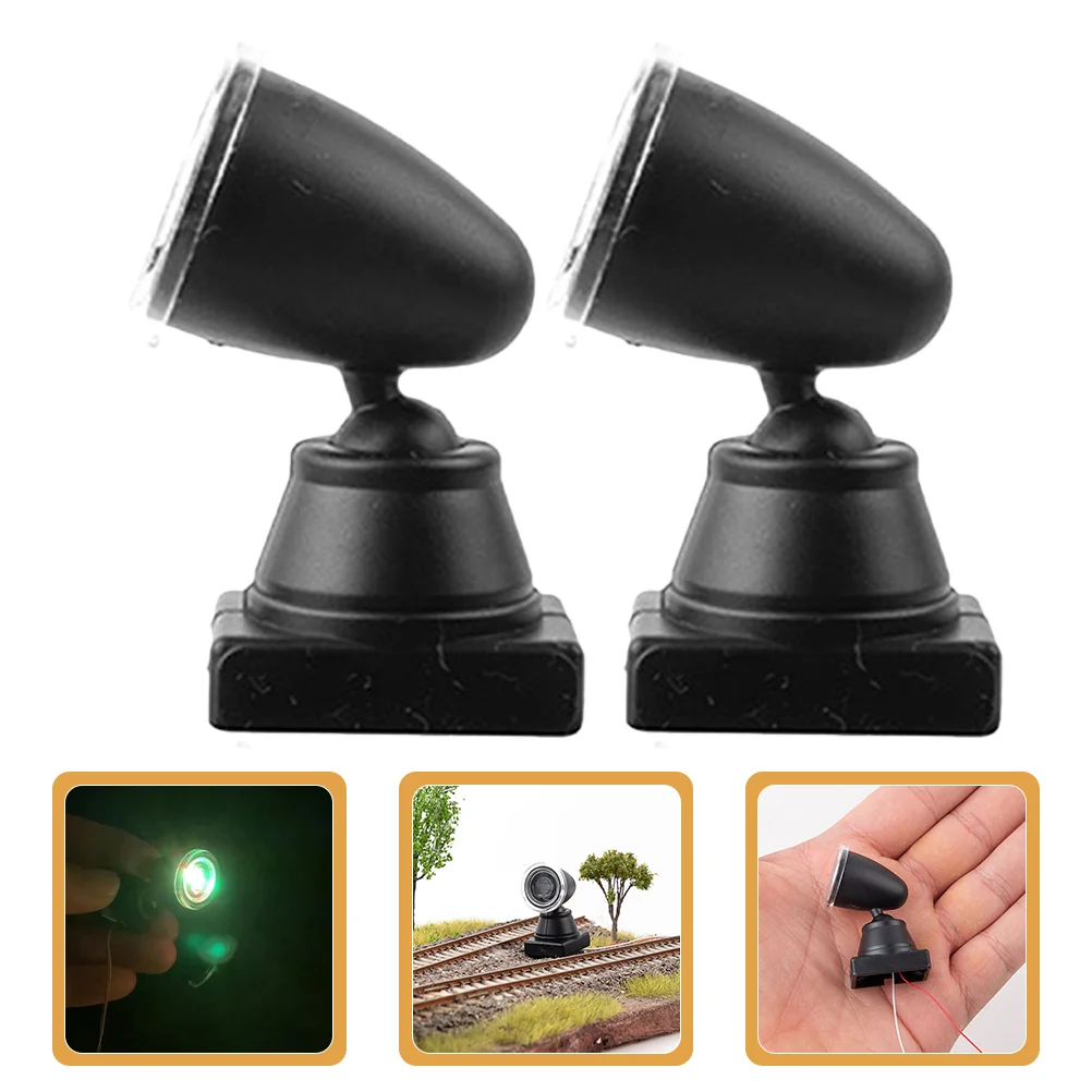 

3 Pcs Toys Model Building Small Spotlight Dollhouse Post Mini Miniature Street Lamp Black Village Spotlights Micro Scene