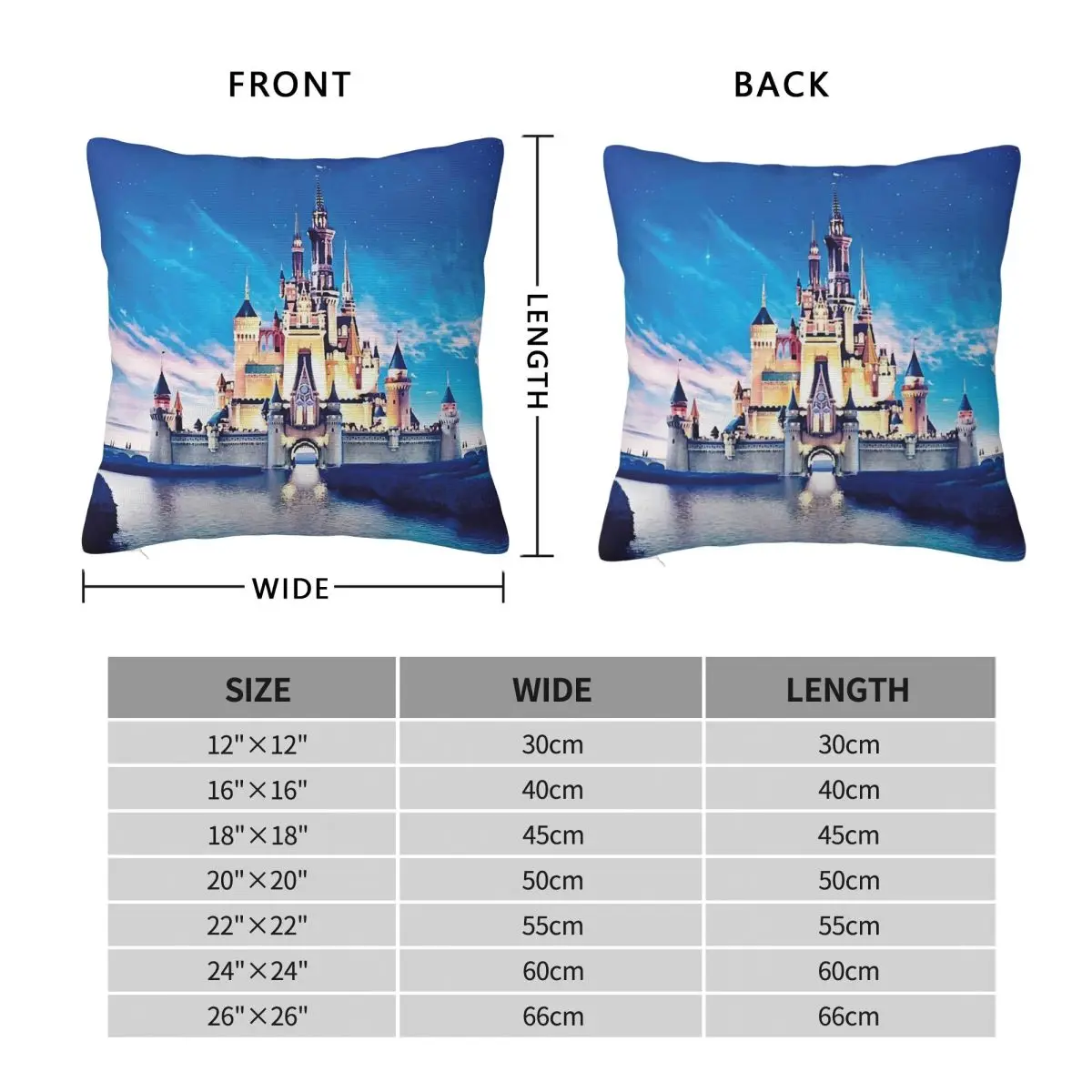 Princess Castel Square Pillowcase Polyester Linen Velvet Printed Zip Decor Pillow Case Room Cushion Cover 45x45