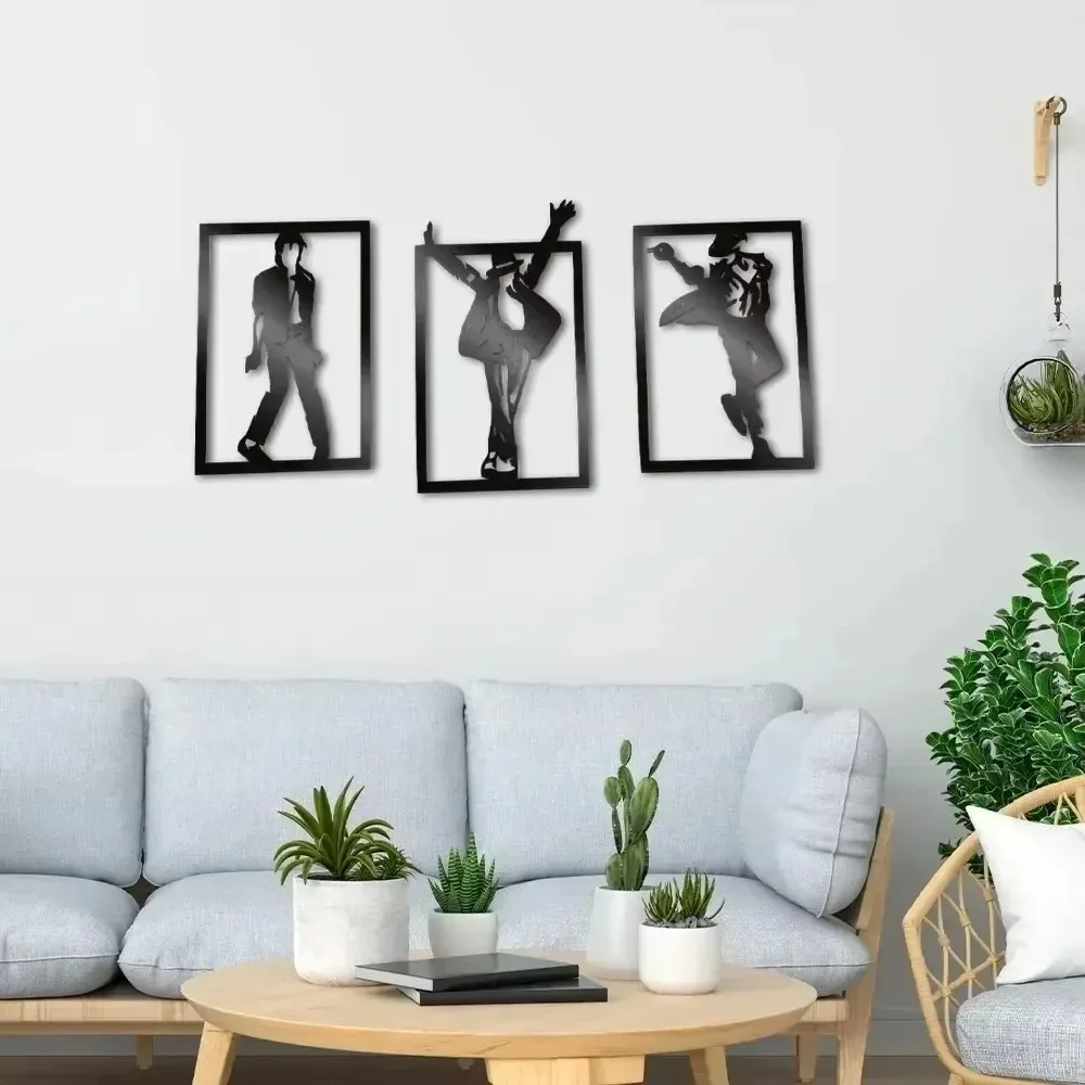 Metal Dance Wall Art, Black Metal Cutout Dancer Sculpture, Fluid Movement Design Rustic Finish