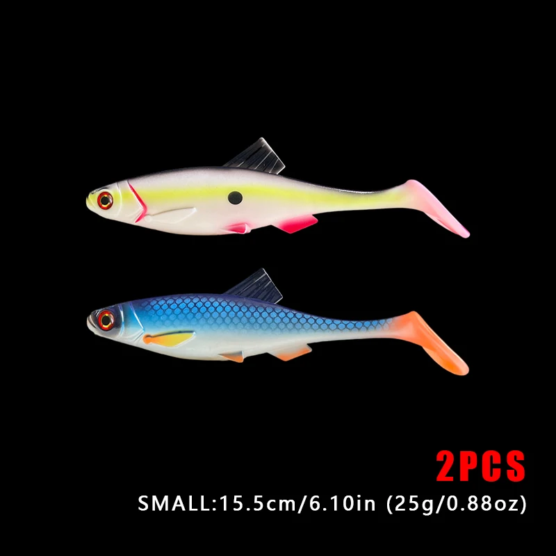 Weiche Plastikköder, lebensecht, 2 Stück, Bassköder, vormontierte Angeljigs für Süß- und Salzwasser, Paddle-Tail-Schwimmköder für Forellen – Detail 15