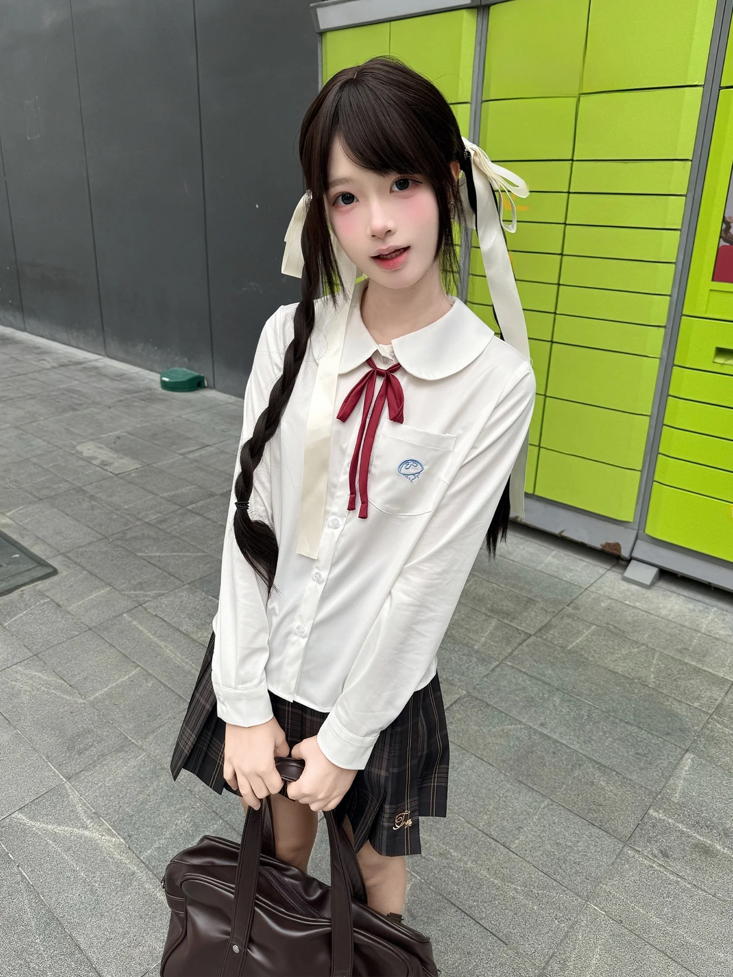 

Wuou Bamboo Fiber Long Sleeve JK Shirt Original Octopus Embroidery Cute Style Uniform White Thin Top Breathable Moisture Wick...