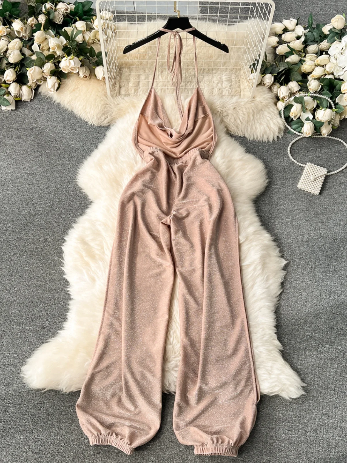 iny Tead Pantaloni lunghi monopezzo Bal Ne Hanging da donna a vita alta per pendolari Pantaloni a gamba dritta a figura intera Coll invernale...