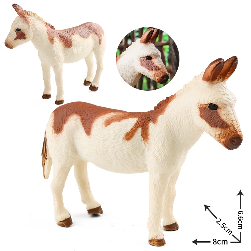 Oenux Forest Wild Animals Donkey Action Figure Model  Farm Scene Decoration Figurines Collection Education Toy For Kids Gift