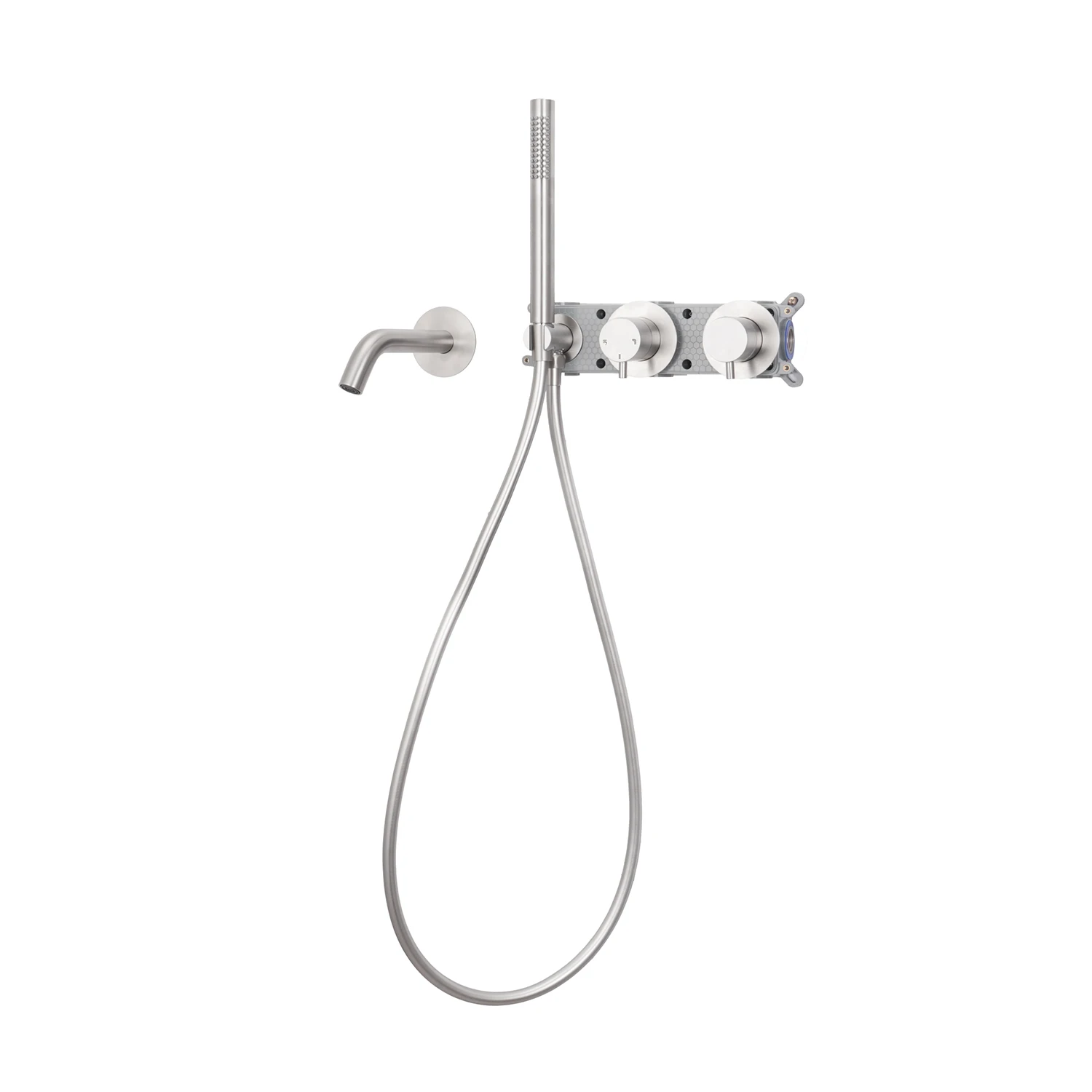 

HONGDEC Stainless Steel Single Handle Rain Shower System Brushed Nickel Polished Waterfall Showerhead Faucets Concealed Design