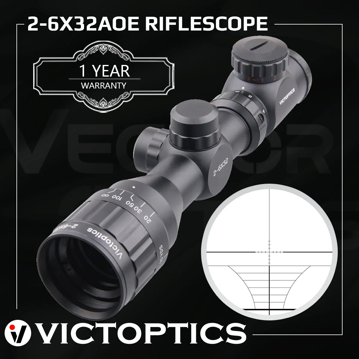 Victoptics 2-6X32 Aoe Hunting Scope Range Finder Reticle Riflescope Red Green Illuminate Scopes Airgun Lunettes