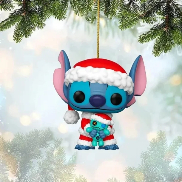 Nowe ozdoby świąteczne Disney Stitch Anime Cartoon akrylowy samolot dekoracje na choinkę wisiorki Home Decor dzieci słodkie prezenty