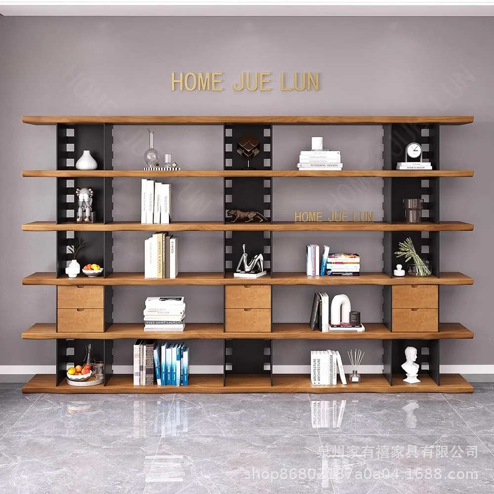 living room solid wood bookshelf shelf floor-to-ceiling multi-layer display storage reading bookcase integrat