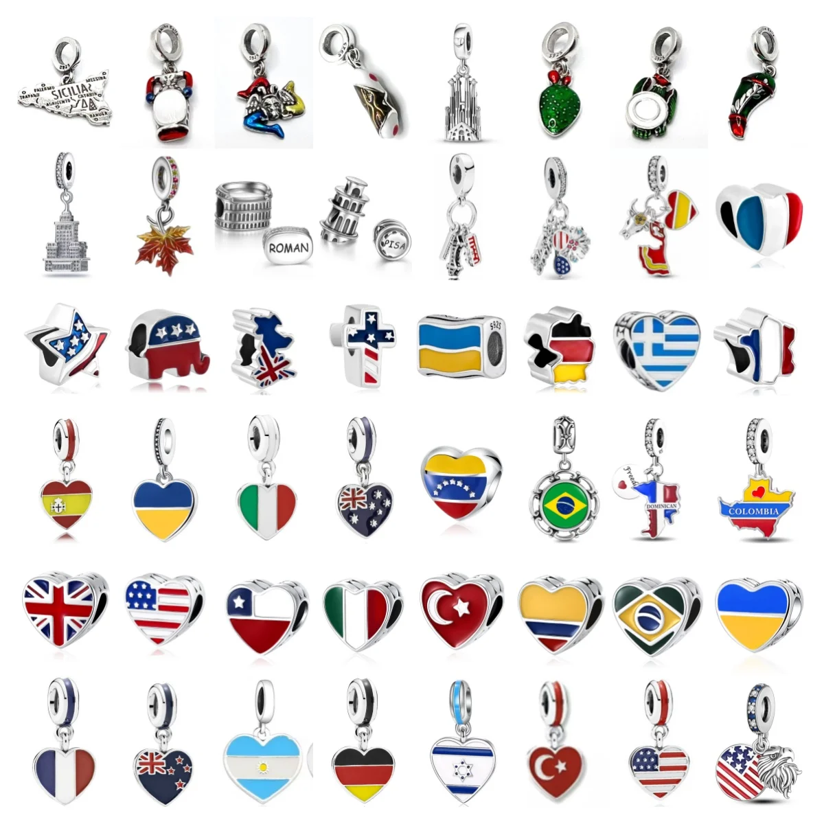 2025 925 prata bandeira nacional frisada rússia ucrânia canadá reino unido charme caber pulseira original senhoras acessórios requintados jóias