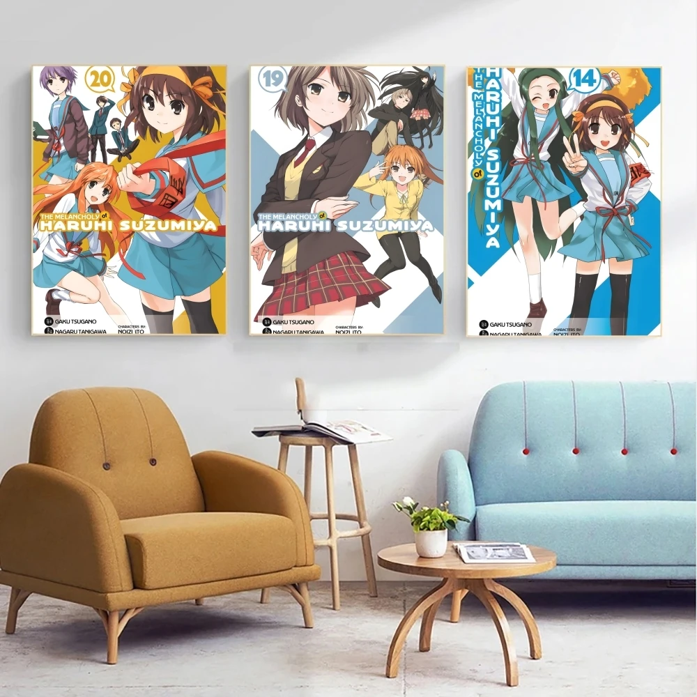 انمي ياباني H-Hohang Suzumiya اللوحة الخط مقاوم للماء التجاعيد الحرة جدار الفن غرفة المعيشة غرفة نوم ديكور المنزل الجمالي