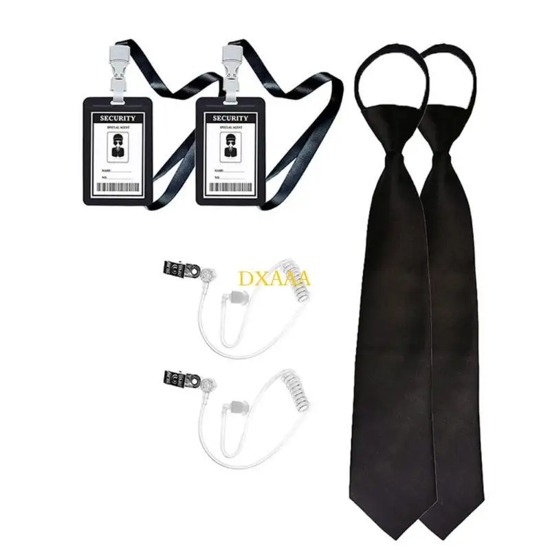 DXAA geheime bewaker kostuum accessoire voor volwassen kind rollenspel Halloween aankleden inclusief bril oortelefoon stropdas