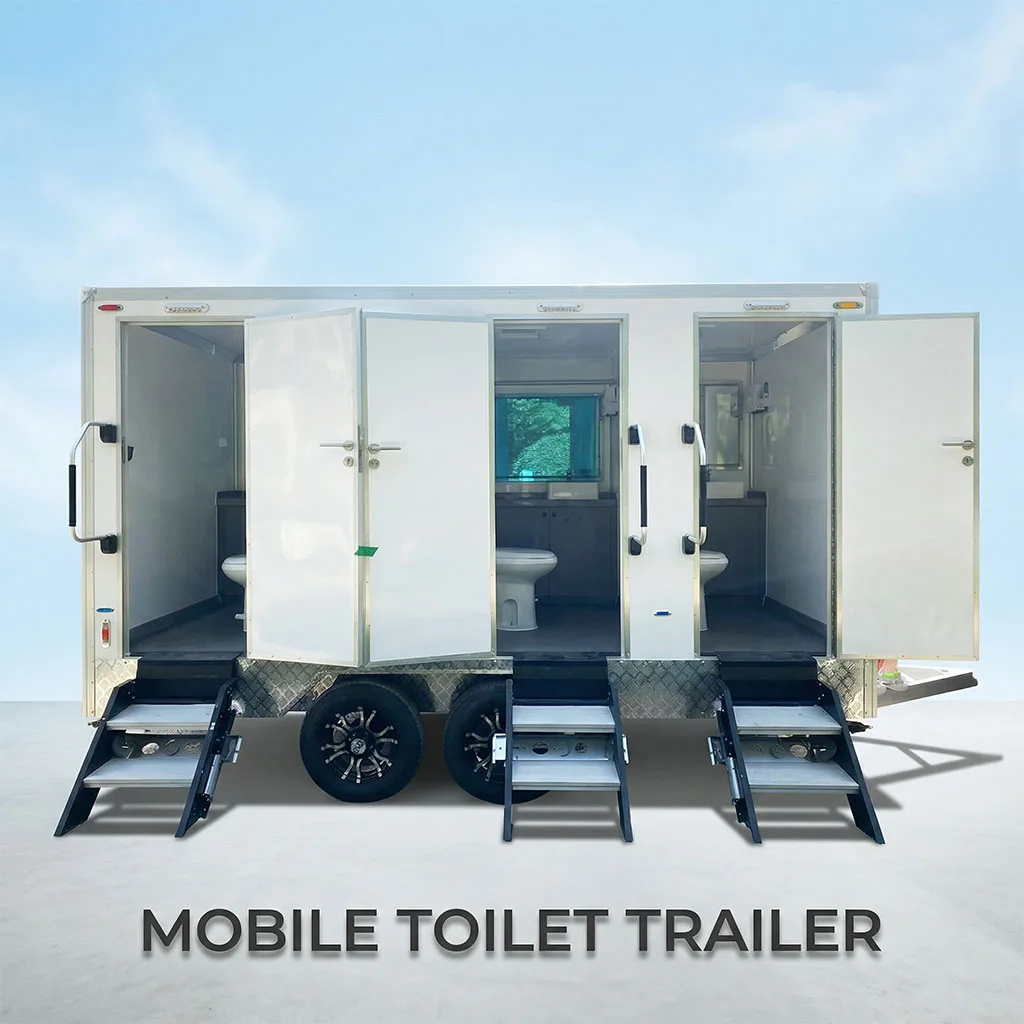 Durable 2 Station Mobile Restroom Trailer Portable Toilet Galvanized Chassis Double Wall Panel Eco-Friendly for Harsh School