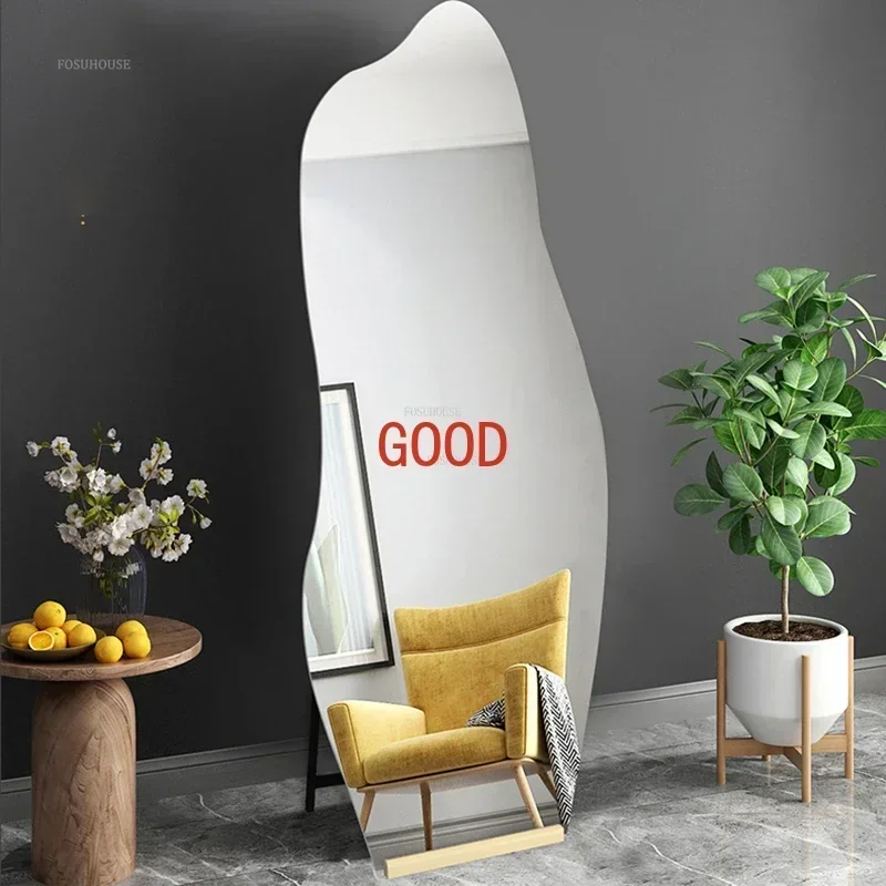 Light Luxury Clothing Store Special-shaped Decorative Mirrors Nordic Cloakroom Floor Full Length Mirror for Hallway Home Decor U