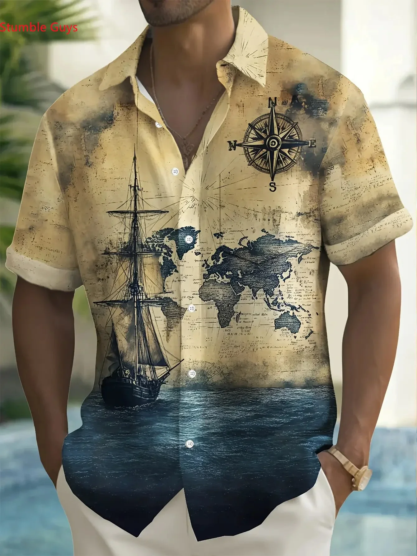 

2026 Summer Casual Men's Man Women Short Sleeve Shirt Hawaiian Style Fashion Beach Party Print Holiday Outfits