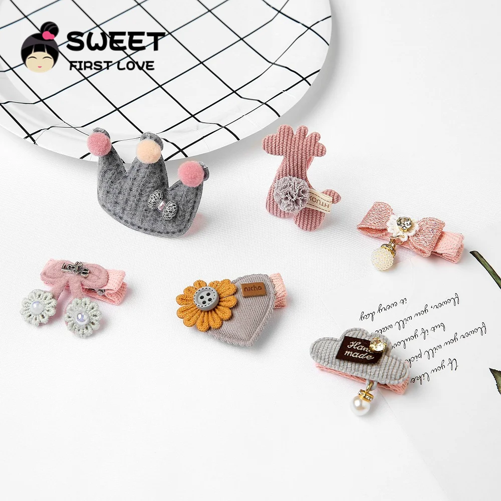 5Pcs/Set Animal Cotton Hair Clips For Children Cute Hairpins For Baby Girls Colorful kids Barrettes Hair Accessories For Girls