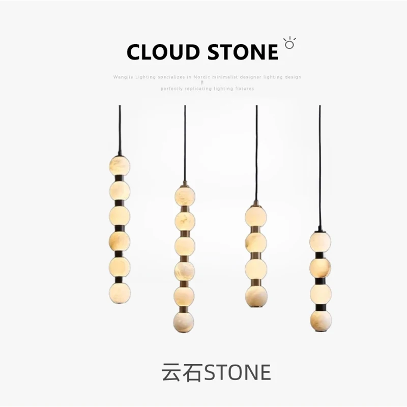 

French minimalist cloud stone ball pendant light villa duplex staircase light restaurant bar counter bedroom bedside lamp