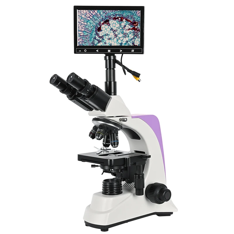 7 inch LCD Video electronic digital Microscope Trinocular Biological lab zoom 40X-2500X led 2MP binocular compound BM-500T-4