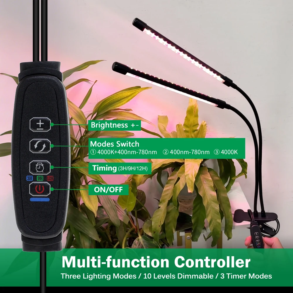 3 Lighting Modes Multi-function Controller 360° Flexible 1.5m Wire with Switch SMD2835 5V USB Desktop Clip LED Grow Lamp