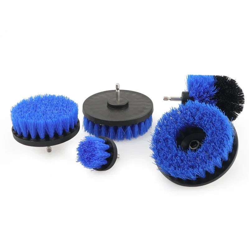 4'' Blue Electric Scrubber Brush Drill Brush Kit Plastic Cleaning Brush Tool for Car Tires Nylon Brushes Car Detailing