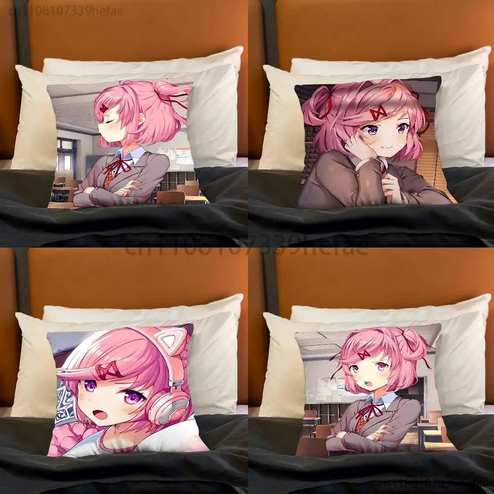 Cartoon Character Natsuki Pillow Case Plush Pillow Cases Home Decoration Pillow Cover for Sofa Bed Chair Living Room