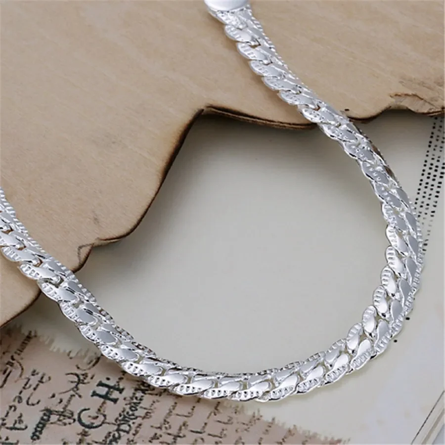 Personalized Women Men 925 Sterling Silver 5mm Snake Chain Gold 925 Plated Bracelets Fashion Jewelry Christmas Gifts