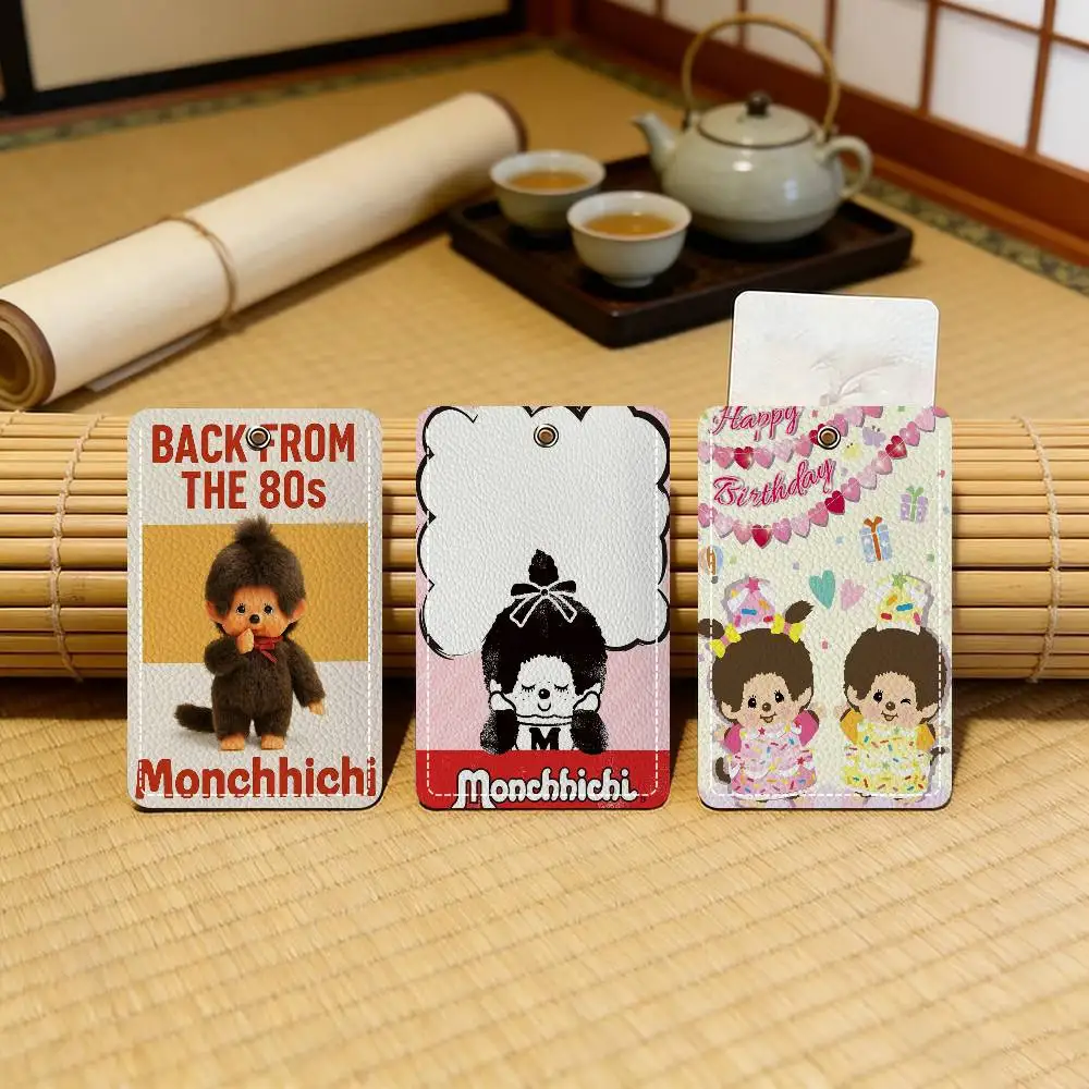 

Стильный кожаный брелок-картхолдер Anime M-Monchhichi: дорожный чехол для необходимых вещей