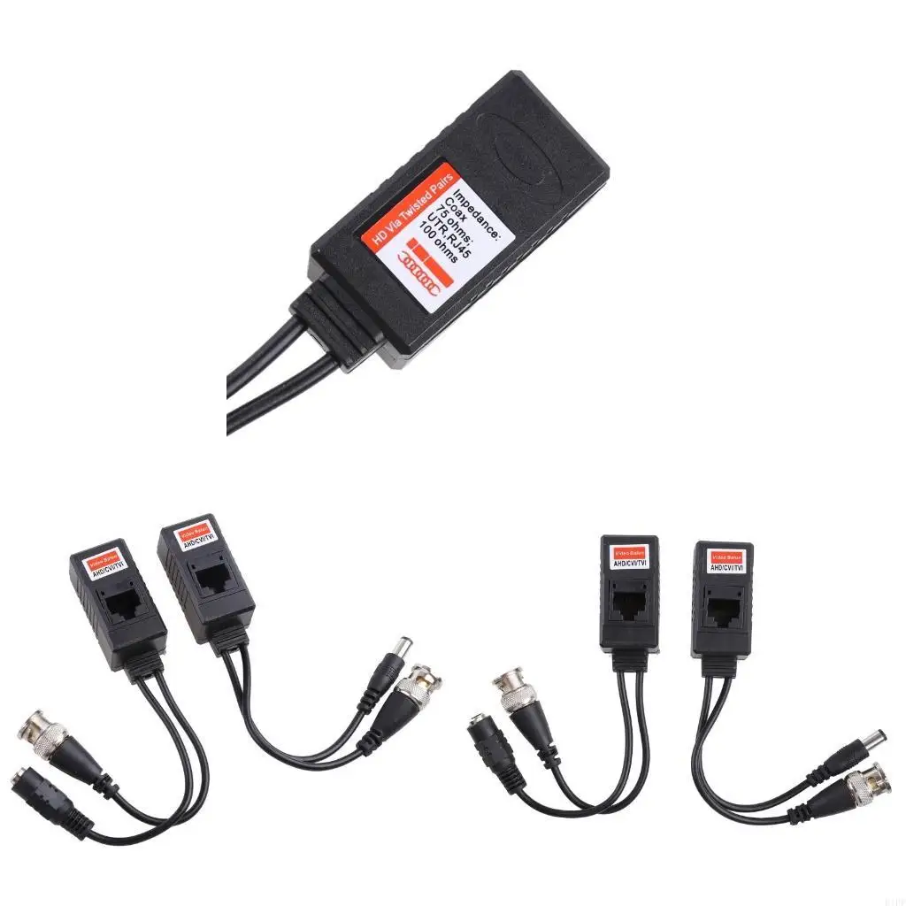 E1PF 1 Pair BNC To RJ45 Passive Video Power + Balun Transceiver For CCTV Camera